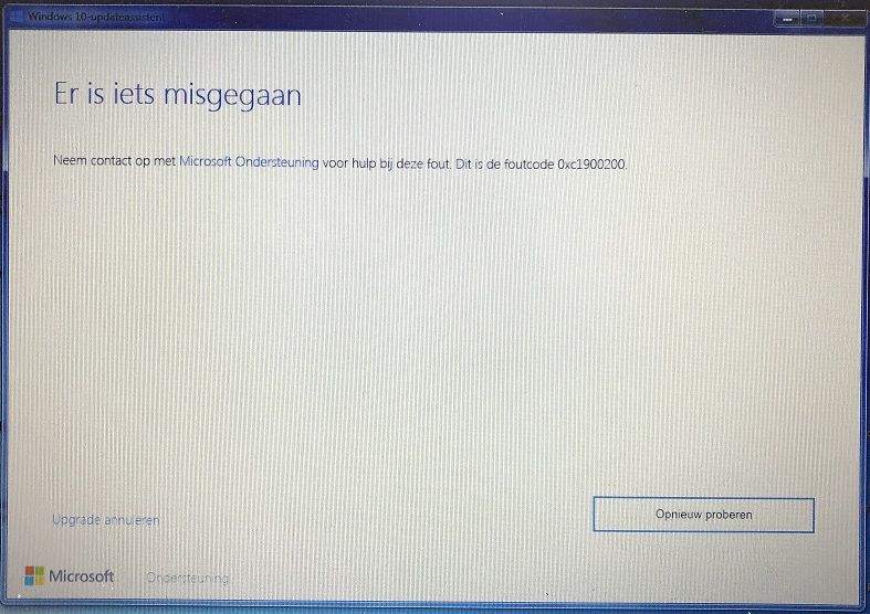 Обновление до windows 10 код ошибки 0x1900200