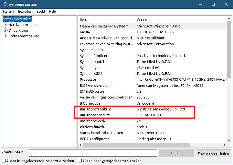 Welk Moederbord Zit Er In Mijn Pc Windows 10 Help, Moederbord