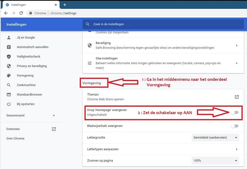 StartNederland.nl als startpagina in Google Chrome