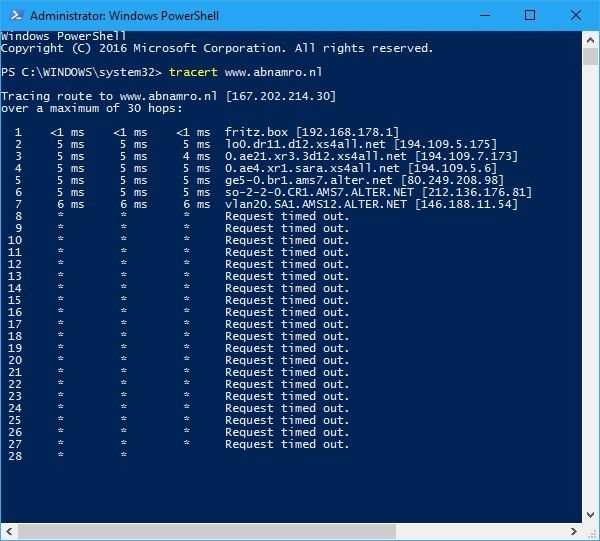 Windows 10 tracert не работает